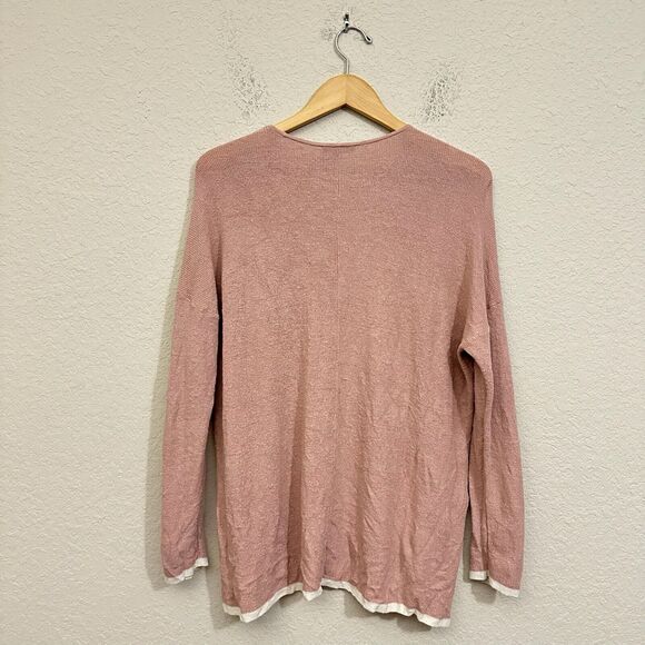 EILEEN FISHER Linen Crepe Crew Neck Box Top Sweater in Sugar Plum Classic - Picture 2 of 8